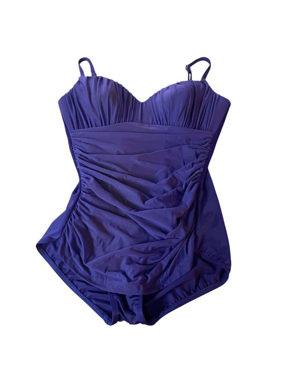 Miraclesuit Rialto Ruched Slimming Shaping One Piece Swimsuit Blue Sz 16 Modest
